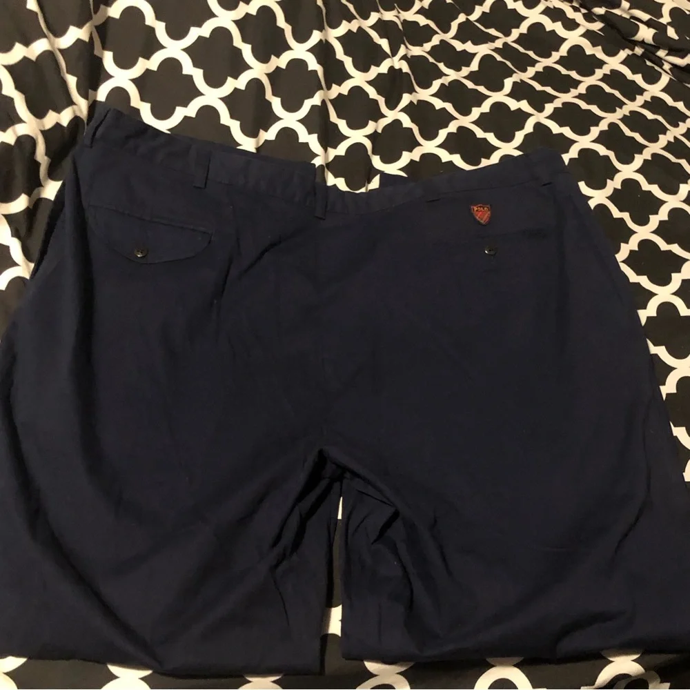 Polo Golf Ralph Lauren Pants Men's 42 x 32 Pleated Front Navy Blue Classic Golf